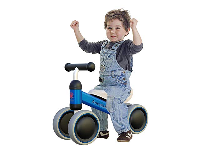 Ancaixin Baby Balance Bikes Bicycle Children Walker 6-24 Months Toys for 1 Year Old No Pedal Infant 4 Wheels Toddler First Birthday Thanksgiving Chirstmax Gift