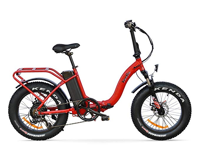 VeeGo Folding Fat Tire Electric Bicycle with a 500W Bafang Hub Motor and Heavy Duty Cargo Rack