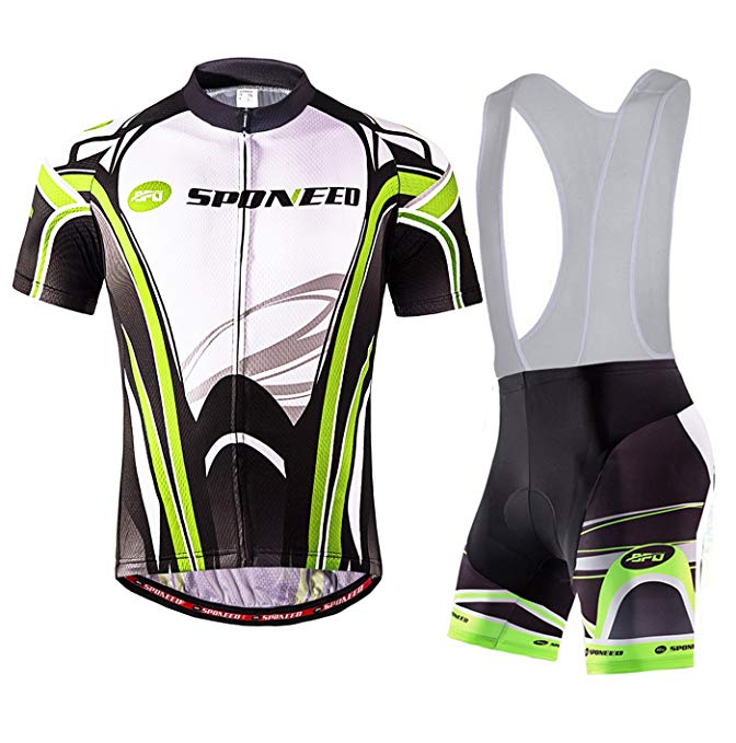 sponeed Men's Shorts Bib and Jersey Cycling Kits Set Road Bike Outdoor Riding Sportswear