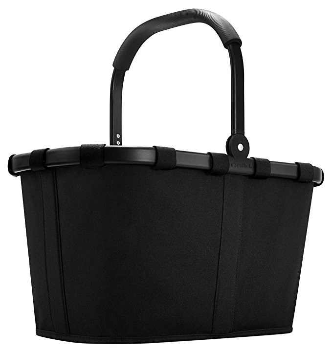 reisenthel Carrybag Fabric Picnic Tote, Sturdy Lightweight Basket for Shopping and Storage, Black with Black Frame