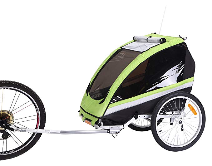 Sepnine ASTM passed luxurious Baby/Toddler bike bicycle trailer in Aluminium frame BT-509( green)