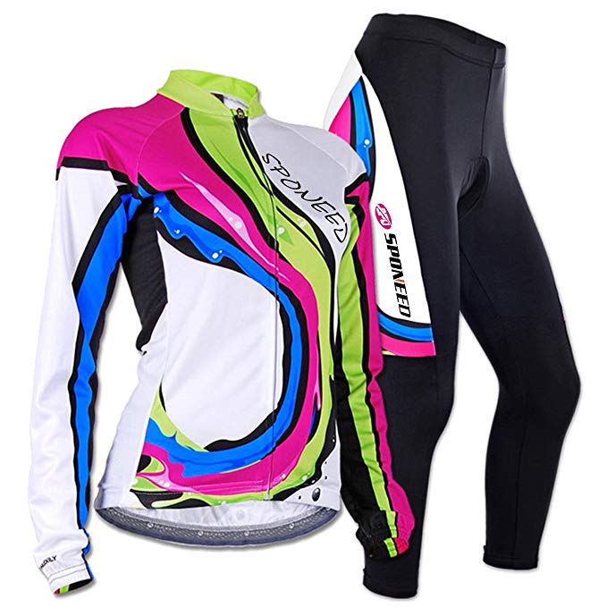 sponeed Women's Cycle Jersey Long Sleeve Bike Riding Clothes Breathable