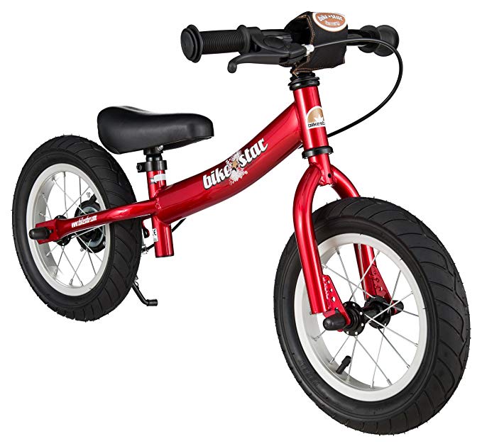 BIKESTAR Original Safety Lightweight Kids First Balance Running Bike with brakes and with air tires for age 3 year old boys and girls | 12 Inch Sport Edition | Heartbeat Red