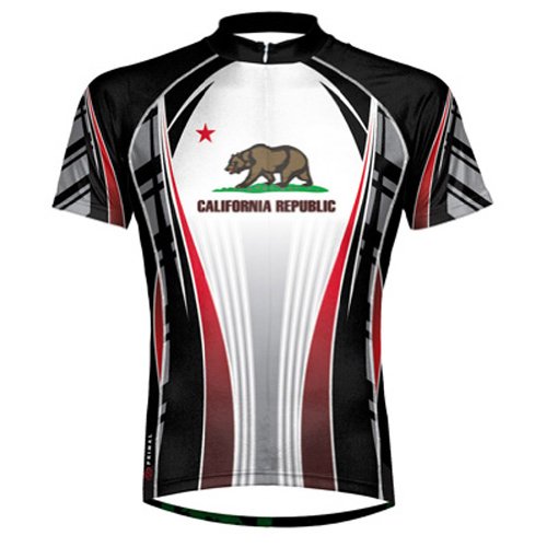 Primal Wear California Republic Flag Cycling Jersey Men's Short Sleeve