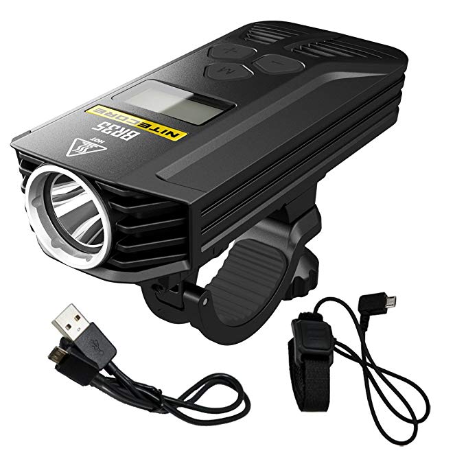 Nitecore BR35 1800 Lumen Dual Beam OLED Display Rechargeable Bicycle Headlight with Remote Control, Quick-Release Mount and LumenTac Charging Cable