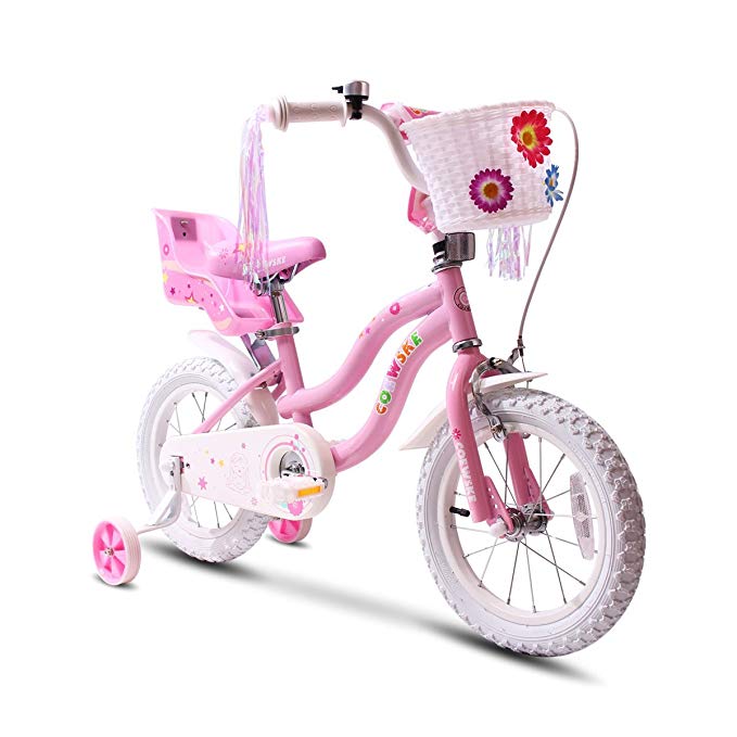 COEWSKE Kid's Bike Steel Frame Children Bicycle Little Princess Style 14-16 Inch with Training Wheel