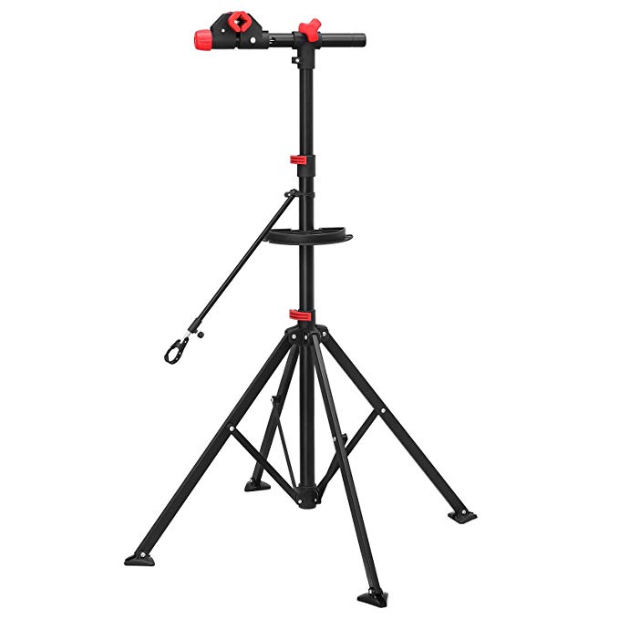 SONGMICS Pro Mechanic Bike Repair Stand with Tool Tray Telescopic Bicycle Maintenance Rack Workstand Lightweight and Portable USBR02B