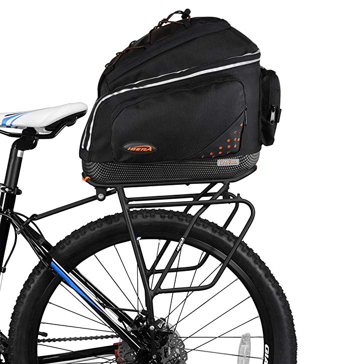 Ibera Bike PakRak Clip-On Commuter Bag & Touring Carrier Plus+ Rack (Disk Brake Mounts) Combo Set