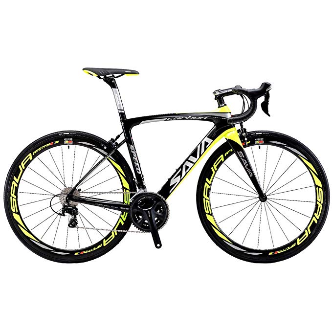 Carbon Road Bike, SAVA HERD6.0 T800 Carbon Fiber 700C Road Bicycle with Shimano 105 22 Speed Groupset Ultra-Light Carbon Wheelset Seatpost Fork Bicycle