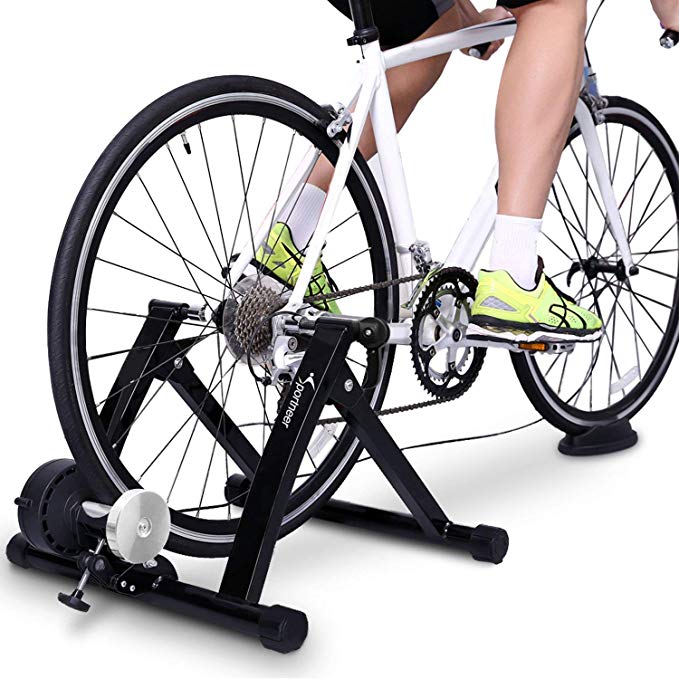 Bike Trainer Stand - Sportneer Steel Bicycle Exercise Magnetic Stand with Noise Reduction Wheel