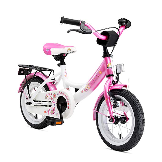 BIKESTAR Original Premium Safety Sport Kids Bike Bicycle with sidestand and accessories for age 3 year old children | 12 Inch Classic Edition for girls/boys | Flamingo Pink