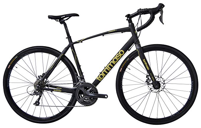 Tommaso Sterrata Shimano Claris R2000 Gravel Adventure Bike With Disc Brakes And Carbon Fork Perfect For Road Or Dirt Trail Touring, Matte Black