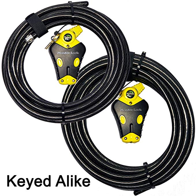 Master Lock - Two Python Adjustable Cable Locks Keyed Alike, 1-20ft, 1-30ft, 8413KACBL-2030