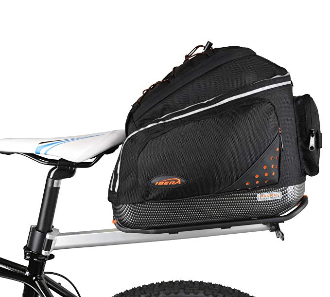 Ibera PakRak Quick-Release Commuter Bike Trunk Bag and Seat-Post Bicycle Carrier Rack Combo